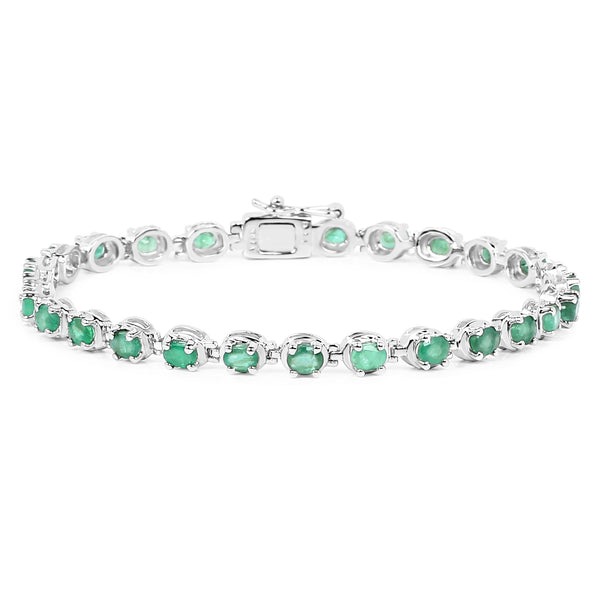 3.90 Carat Genuine Zambian Emerald .925 Sterling Silver Bracelet