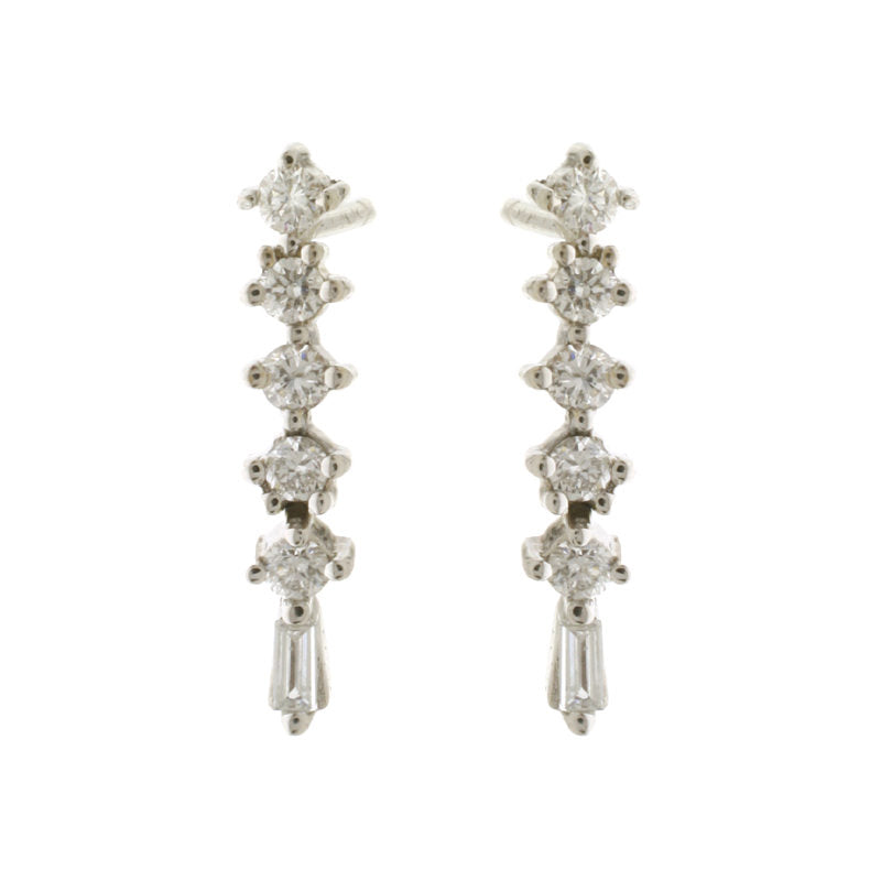 0.5ct Diamond 18kt Solid White Gold Handmade Dangle Earrings Jewelry