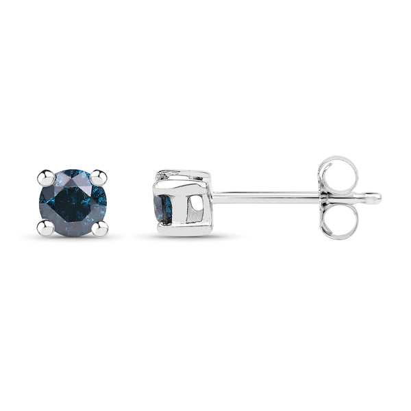 0.21 Carat Genuine Blue Diamond .925 Sterling Silver Earrings