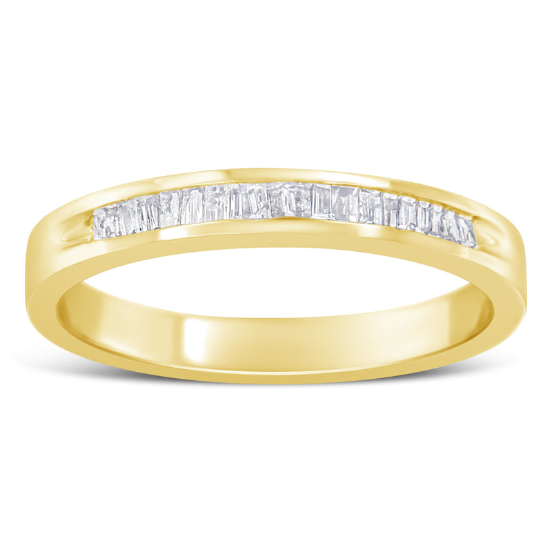 10K Yellow Gold over .925 Sterling Silver 1/5 Cttw Diamond Channel-Set Stackable Band Ring (H-I Color, I1-I2 Clarity) - Size 6 3/4
