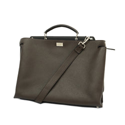 Auth Fendi 2WAY bag Peek-a-boo leather brown silver metal