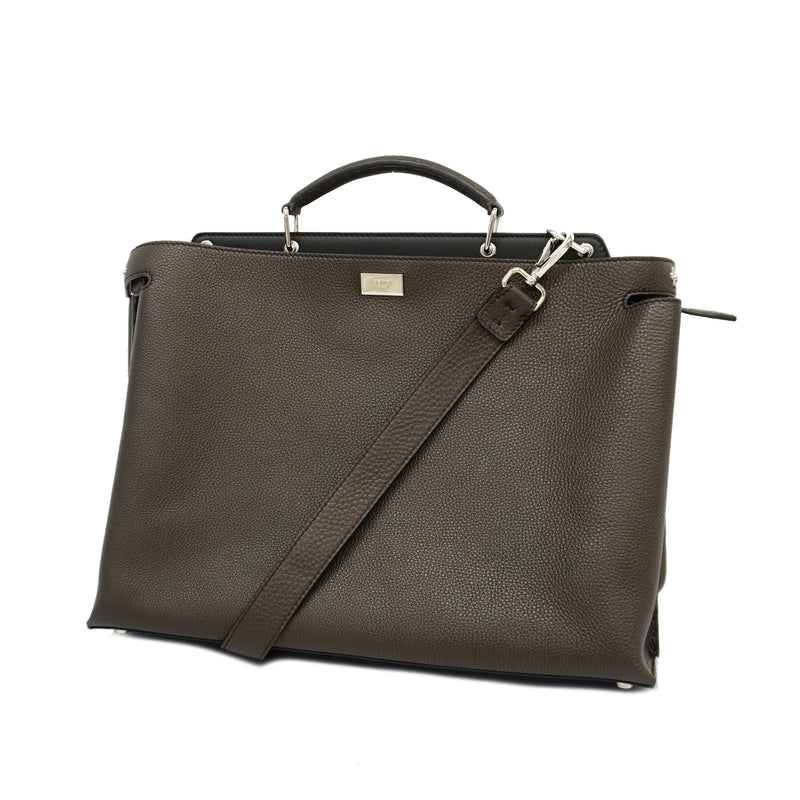 Auth Fendi 2WAY bag Peek-a-boo leather brown silver metal