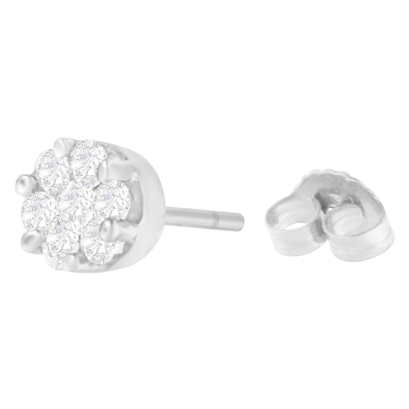 14K White Gold 3/4 cttw Round Diamond Stud Earring (G-H, SI2-I1)