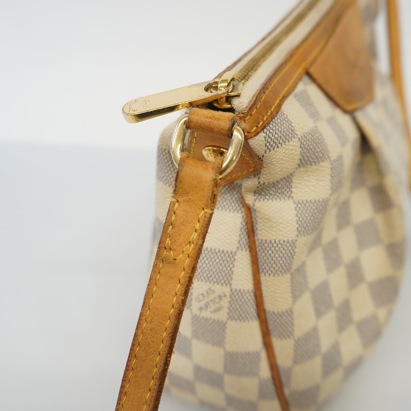 Auth Louis Vuitton Shoulder Bag Damier Azur Siracusa PM N41113