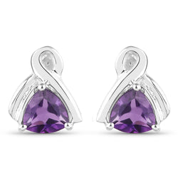 1.00 Carat Genuine Amethyst .925 Sterling Silver Earrings