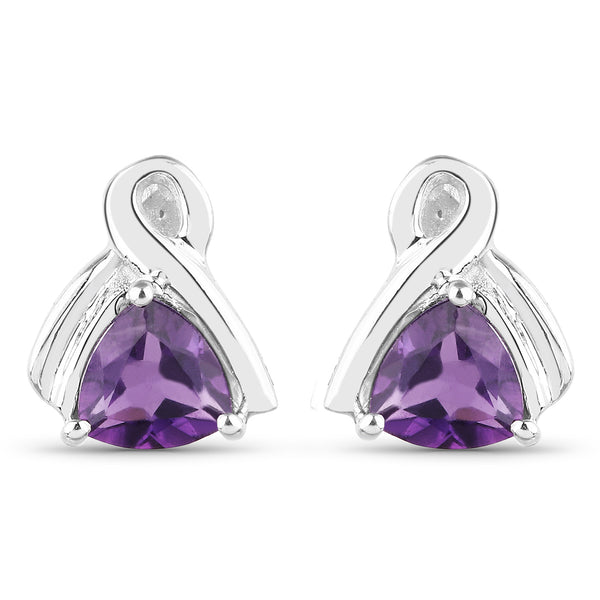 1.00 Carat Genuine Amethyst .925 Sterling Silver Earrings