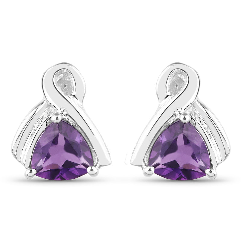 1.00 Carat Genuine Amethyst .925 Sterling Silver Earrings