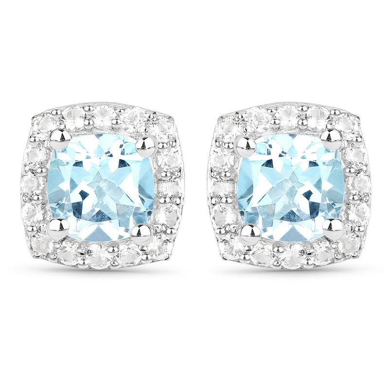 4.62 Carat Genuine Blue Topaz and White Topaz .925 Sterling Silver 3 Piece Jewelry Set (Ring, Earrings, and Pendant w/ Chain)