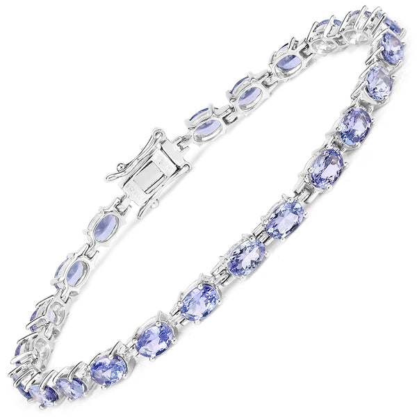 9.68 Carat Genuine Tanzanite .925 Sterling Silver Bracelet