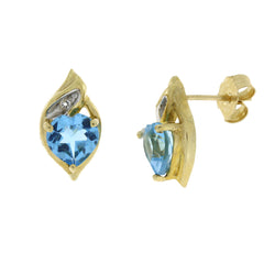 Blue Topaz White Topaz Stud Earrings 10KT Yellow Gold