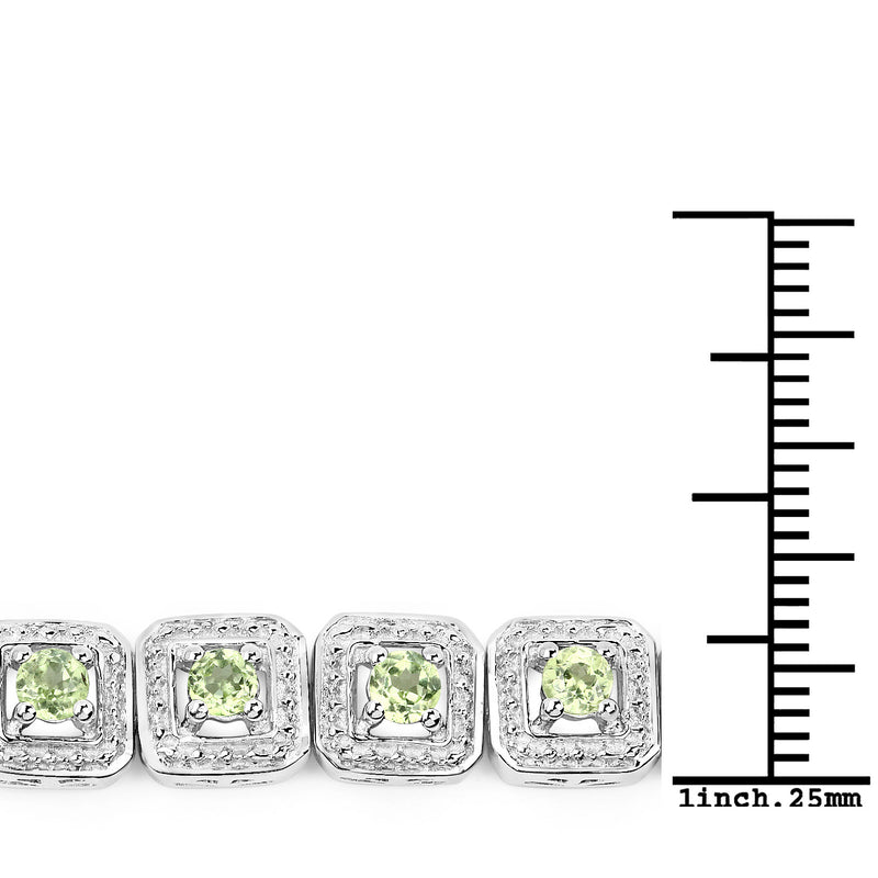 2.40 Carat Genuine Peridot .925 Sterling Silver Bracelet