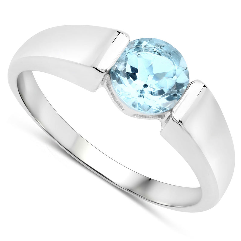 1.05 Carat Genuine Blue Topaz .925 Sterling Silver Ring