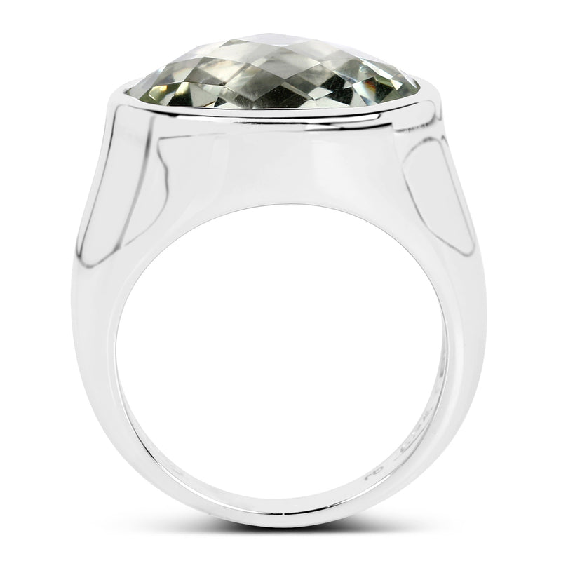 7.90 Carat Genuine Green Amethyst .925 Sterling Silver Ring