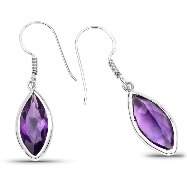 8.16 Carat Genuine Amethyst .925 Sterling Silver Earrings