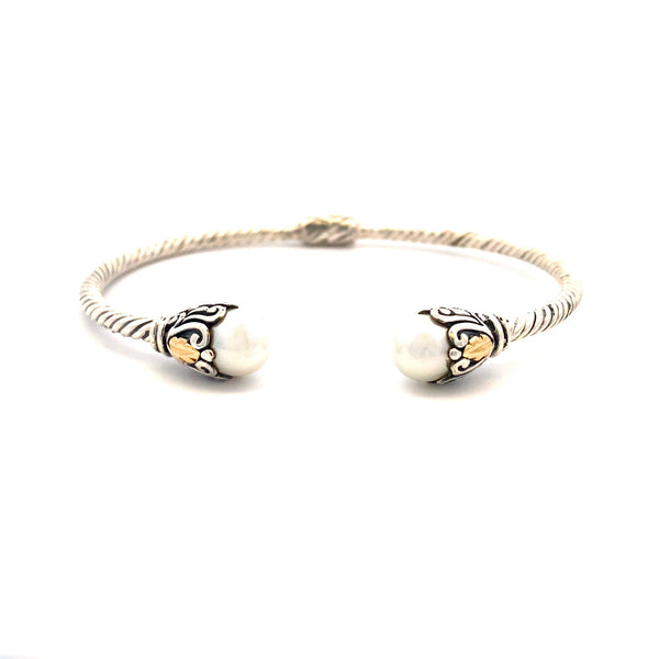 FW Pearl Bangle Bracelet Sterling Silver 18KT Gold