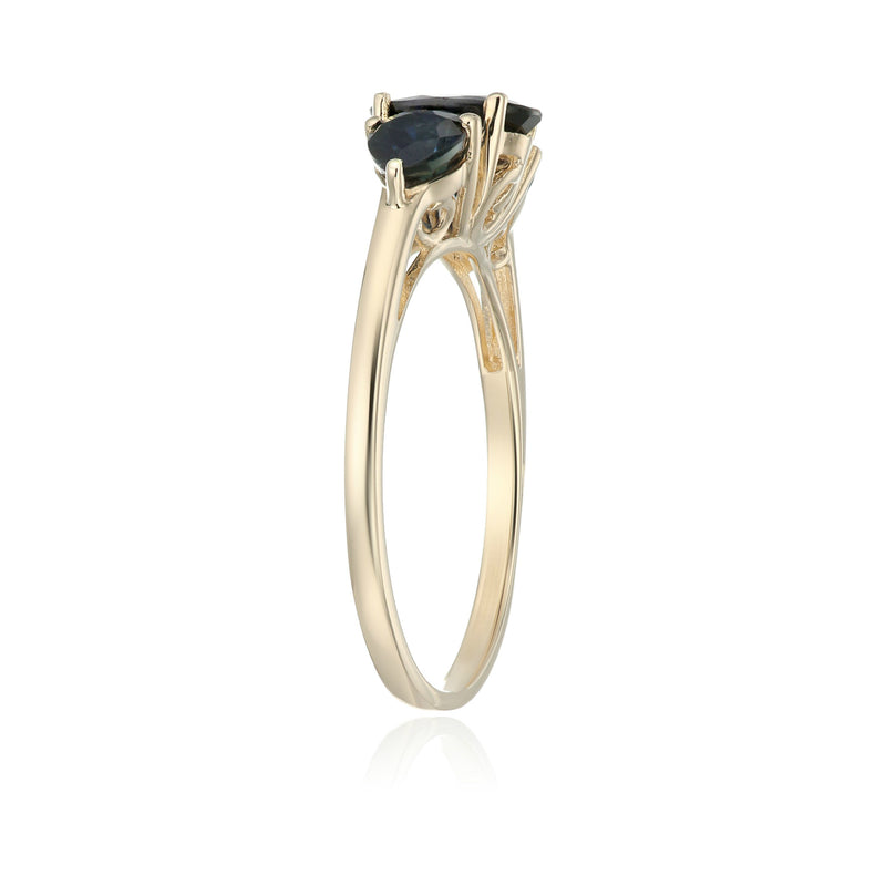 10K Yellow Gold With Blue Sapphire Ring