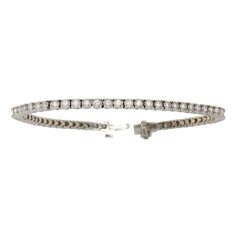 Natural 1.25ct Diamond Tennis Bracelet 14KT White Gold