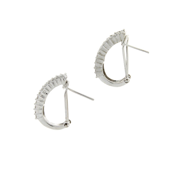 Genuine 1.00ct Diamond Hoop Earrings 14KT White Gold