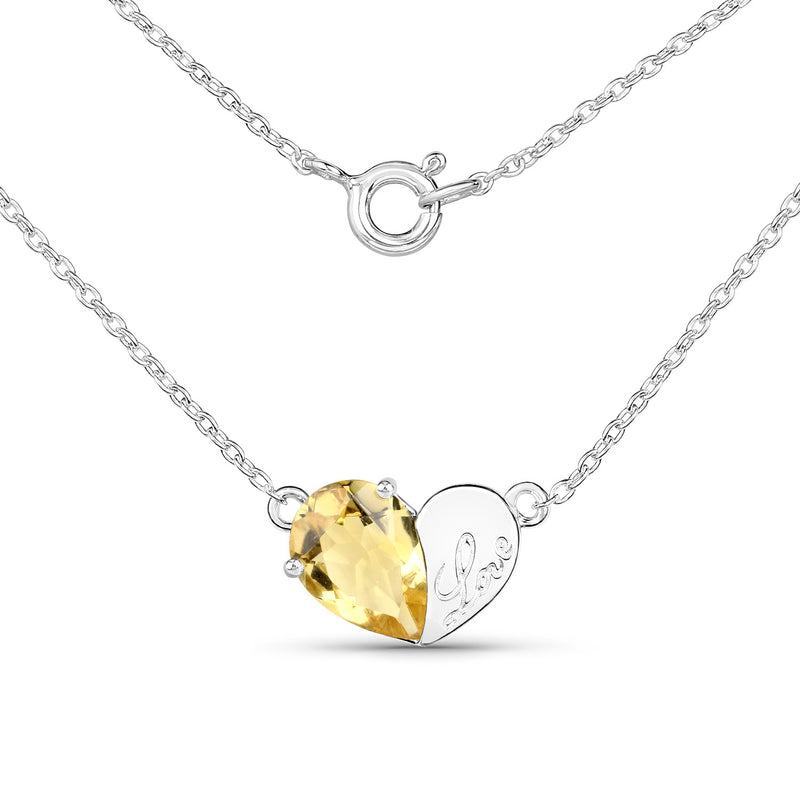 1.35 Carat Genuine Citrine .925 Sterling Silver Pendant