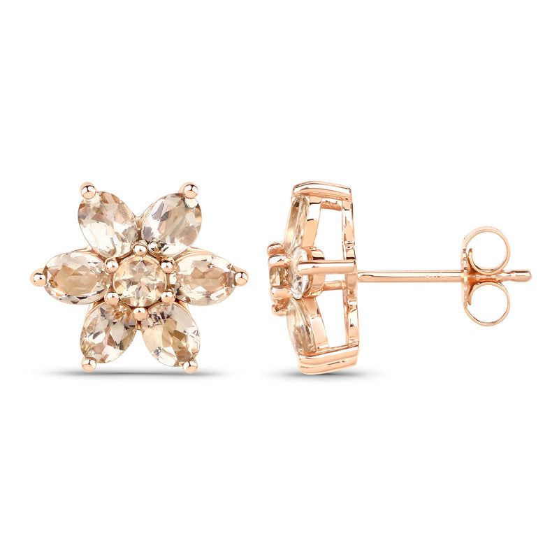 1.98 Carat Genuine Morganite 10K Rose Gold Earrings