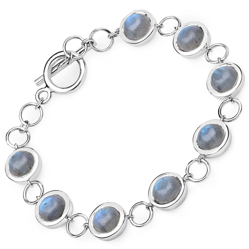 15.48 Carat Genuine Labradorite .925 Sterling Silver Bracelet