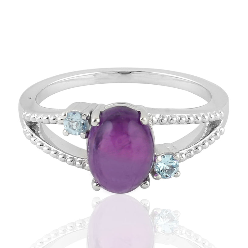 2.5 Natural Amethyst Cocktail Ring 925 Sterling Silver Topaz Jewelry