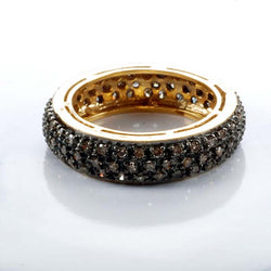 Natural Pave Diamond 18k Gold Sterling Silver Vintage Style Band Ring Jewelry