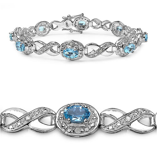 5.33 Carat Genuine Blue Topaz .925 Sterling Silver Bracelet