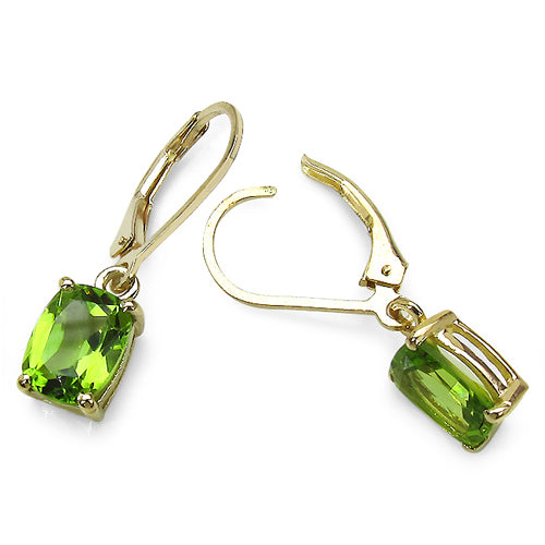 14K Yellow Gold Plated 4.40 Carat Genuine Peridot Sterling Silver Earrings