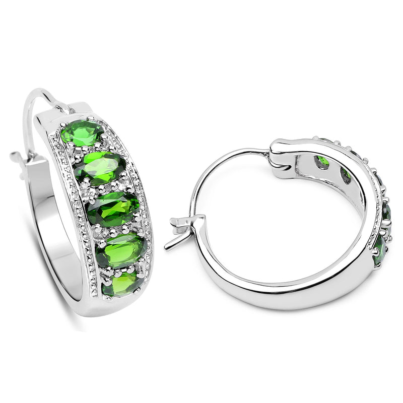 1.96 Carat Genuine Chrome Diopside .925 Sterling Silver Earrings