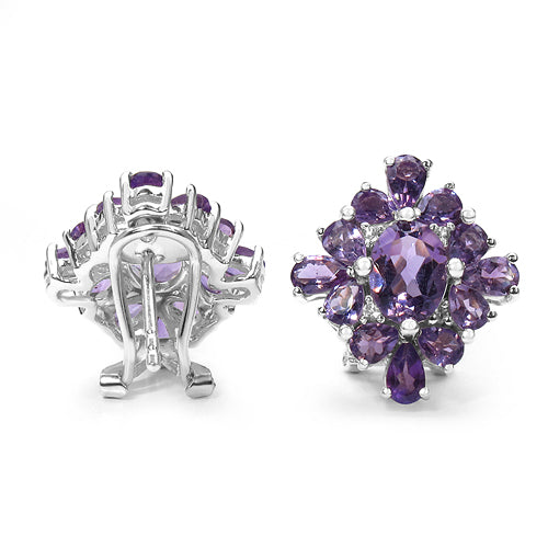 6.94 Carat Genuine Amethyst & White Topaz .925 Sterling Silver Earrings