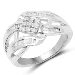 0.62 Carat Genuine White Diamond .925 Sterling Silver Ring