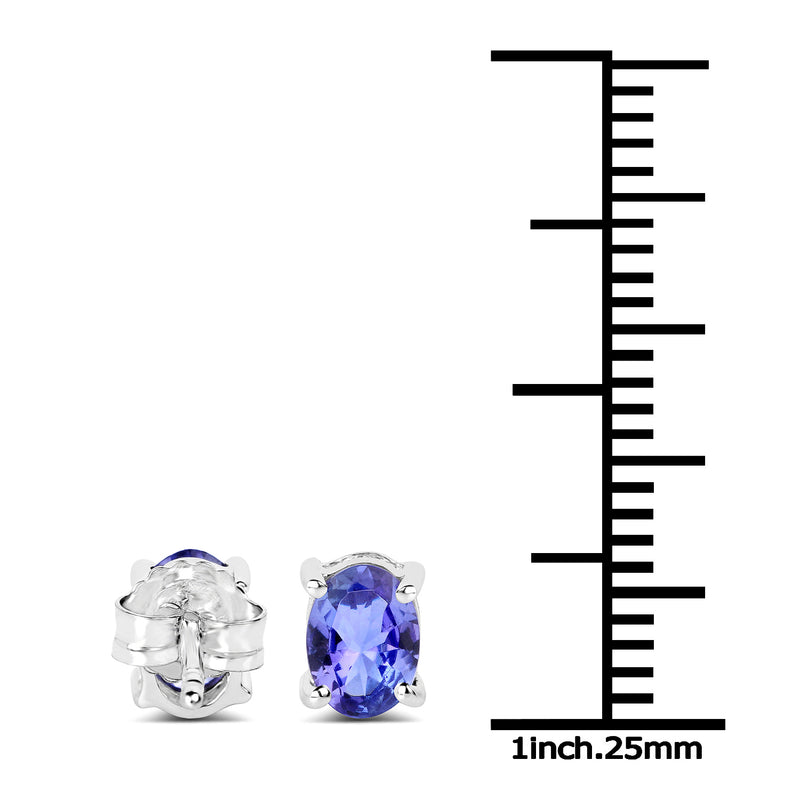 1.50 Carat Genuine Tanzanite 14K White Gold Earrings