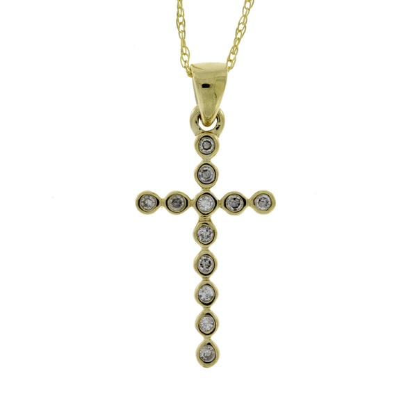 .06ct Diamond Cross Religious Pendant 14KT Yellow Gold