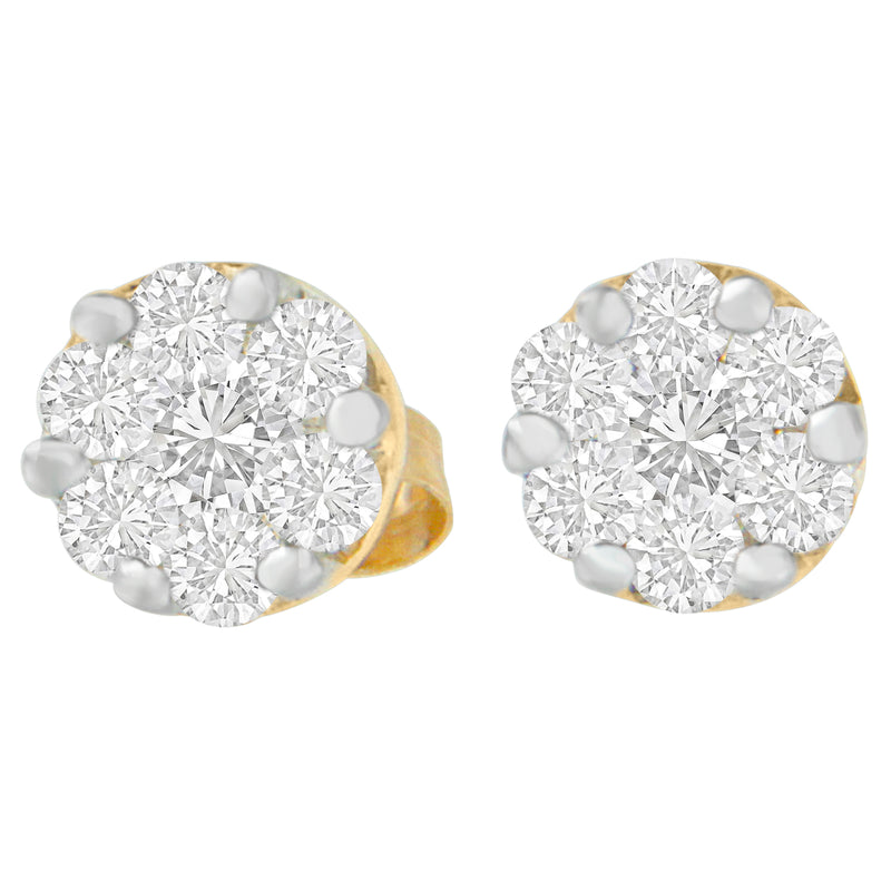 14K Yellow Gold 3/4 cttw Round Cut Diamond Stud Earring (I-J, SI2-I1)