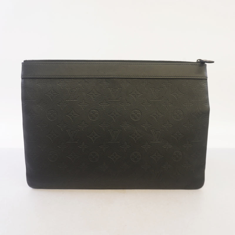 Auth Louis Vuitton Monogram Shadow Pochette Discovery M62903 Mens Clutch Bag