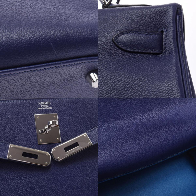 HERMES Hermes Kelly 32 Verso 2WAY Bag Blue Ankle / Jelly D Engraved (Around 2019) Womens Evercolor Handbag