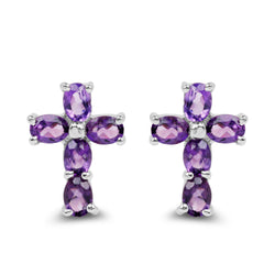 1.60 Carat Genuine Amethyst .925 Sterling Silver Earrings