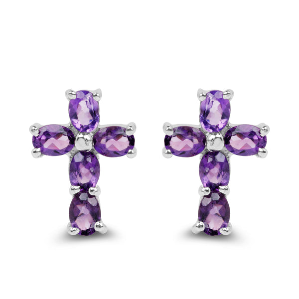 1.60 Carat Genuine Amethyst .925 Sterling Silver Earrings