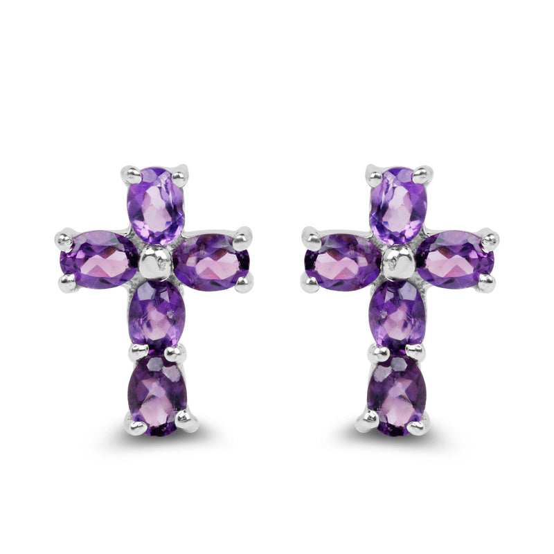 1.60 Carat Genuine Amethyst .925 Sterling Silver Earrings