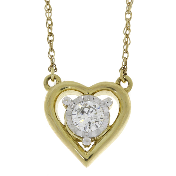 .20ct Diamond Heart Love Pendant 10KT Yellow Gold