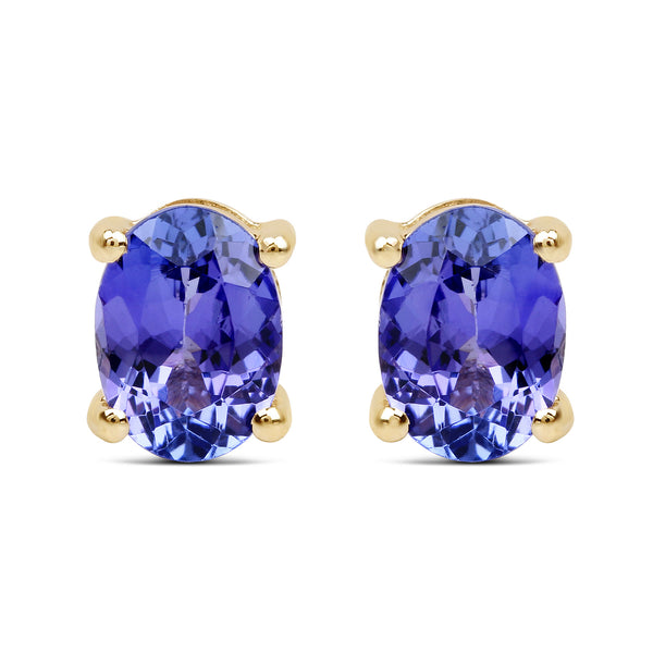 1.80 Carat Genuine Tanzanite 14K Yellow Gold Earrings