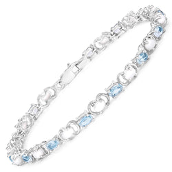 4.81 Carat Genuine Opal and Blue Topaz .925 Sterling Silver Bracelet