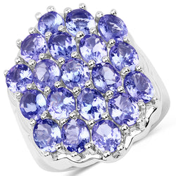 6.27 Carat Genuine Tanzanite .925 Sterling Silver Ring