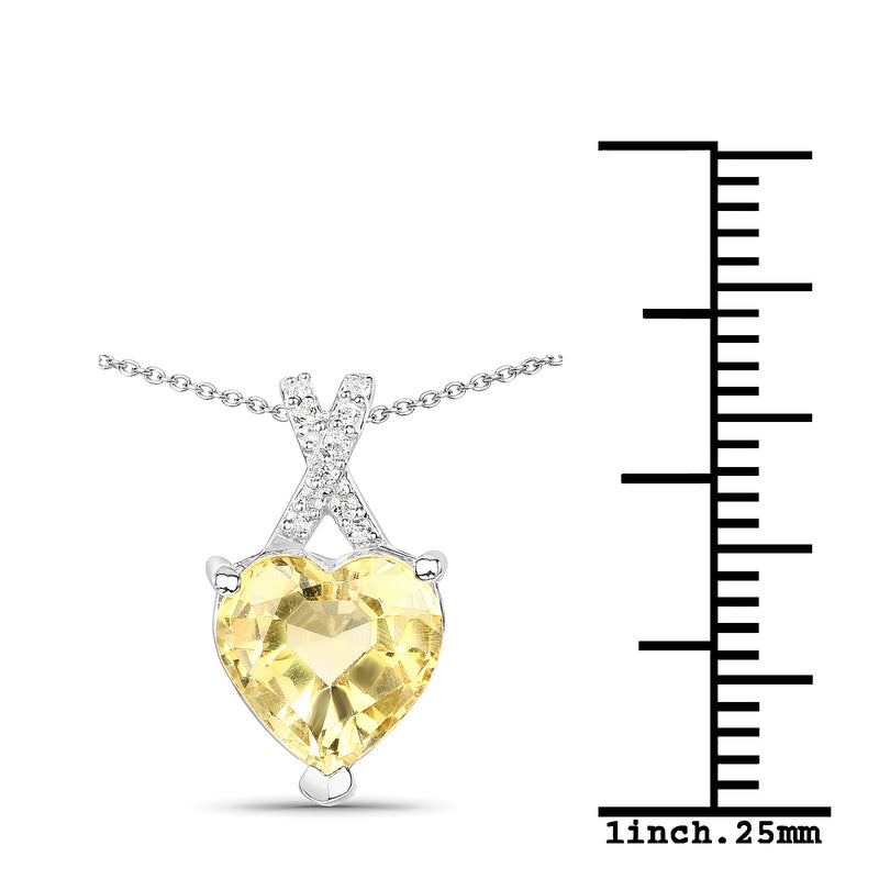 2.25 Carat Genuine Citrine and White Topaz .925 Sterling Silver Pendant