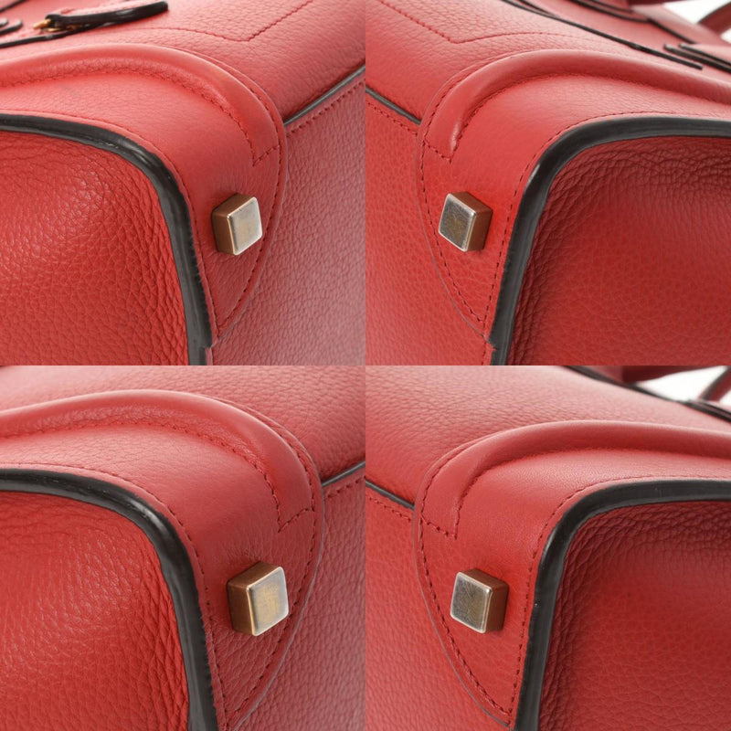 CELINE Celine Luggage Micro Shopper Red 167793 Womens Calf Handbag