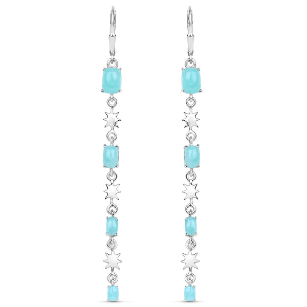 4.54 Carat Genuine Amazonite .925 Sterling Silver Earrings