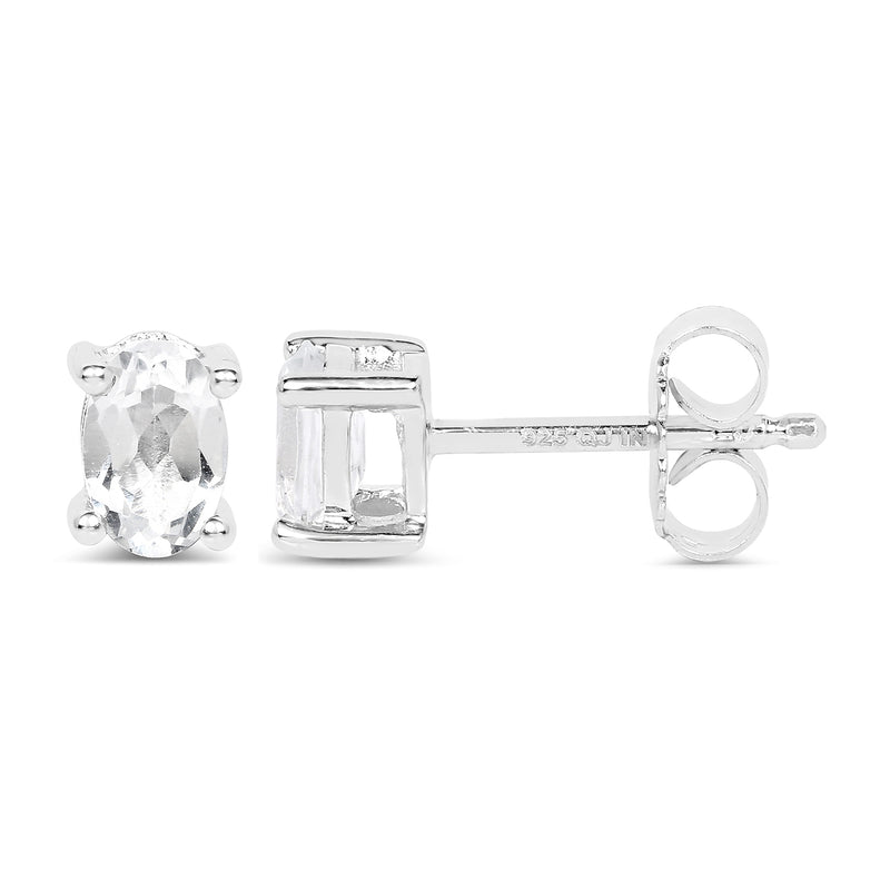 1.10 Carat Genuine White Topaz .925 Sterling Silver Earrings