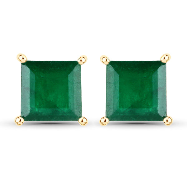 0.90 Carat Genuine Zambian Emerald 14K Yellow Gold Earrings