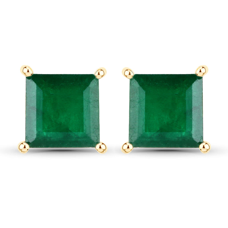 0.90 Carat Genuine Zambian Emerald 14K Yellow Gold Earrings